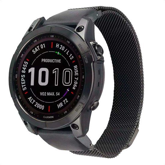 imoshion Milanees bandje - Geschikt voor Garmin 20 mm aansluiting - Maat L/XL - Zwart