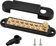 Merkloos / Sans marque Bol Verdeelblok Busbar - Junction Block - Stroom Verdelen - 1/4" Stud en 12 Schroeven - 5.3 Inch - Zwart