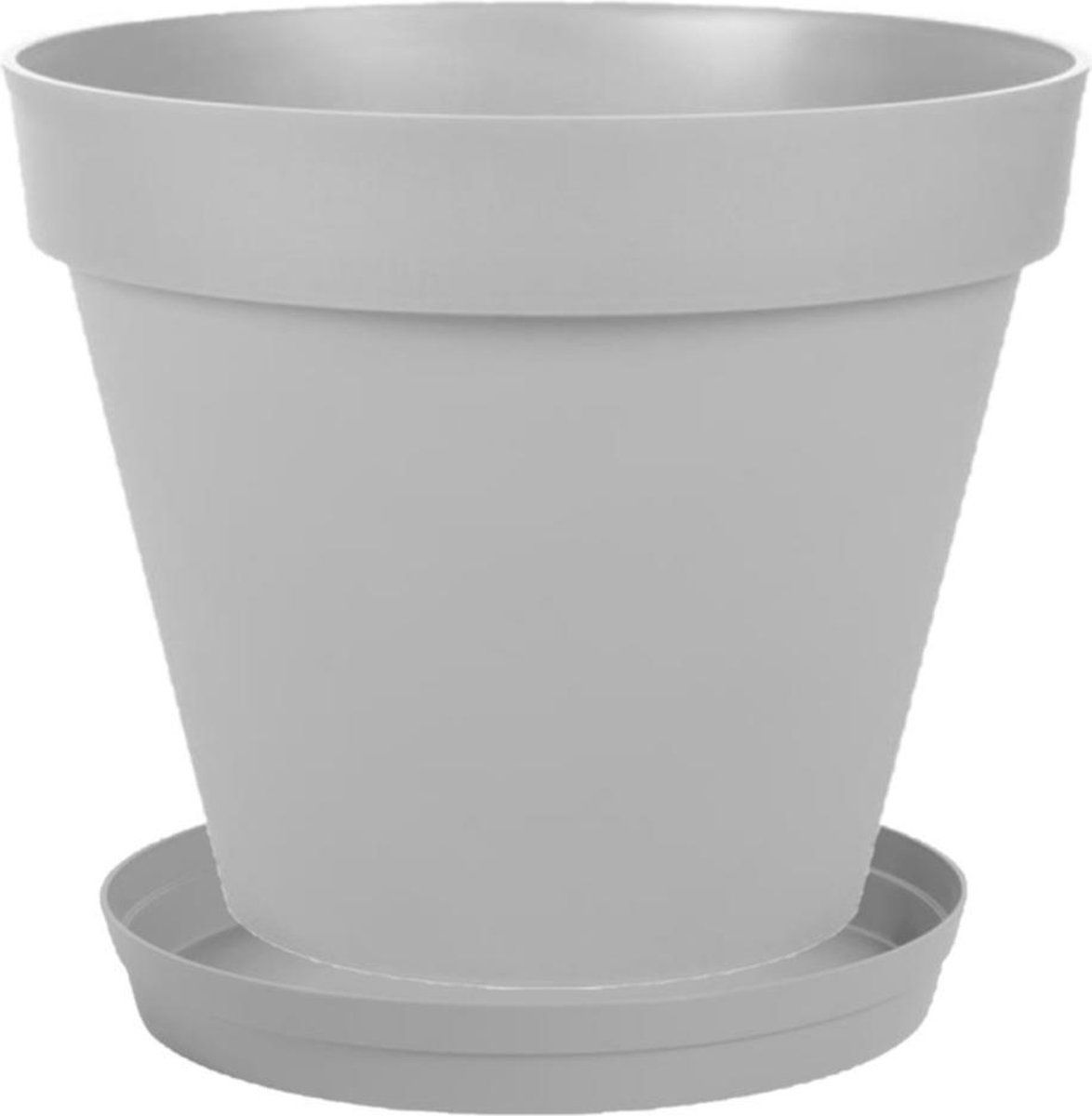 EDA Bloempot Toscane kunststof grijs D20 x H17 cm inclusief onderschaal - Bloempotten/plantenpotten set