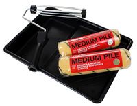 ProDec 9 inch x 1,5" 4-delige Twin Medium Pile geweven verfrollers, kooiframe en trayset voor schilderen met emulsie- en metselwerkverven op binnen- en buitenmuren en plafonds