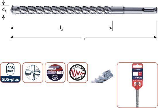 Rotec Hamerboor SDS plus Quattro-X 12,0x260/310