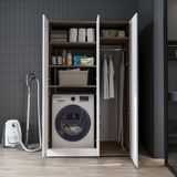Roomart DORA-II Meuble pour machine à laver 115x186 cm - Blanc Chêne