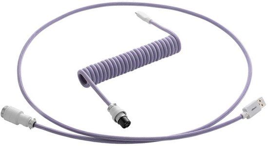 CableMod PRO Coiled Keyboard Cable - Spiraalkabel voor Mechanisch Toetsenbord - USB-C naar USB-A - Aviator Connector - 1.5 Meter - Rum Raisin (Paars)