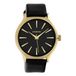 OOZOO Timepieces - Goudkleurige horloge met zwarte leren band - C10109