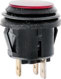 Restagraf - Drukknop waterdicht rood licht - 3-polig - platte kabelaansluiting - diameter gat 20 mm - 20 A - 12 V - Ref. 17492-1 blisterverpakking