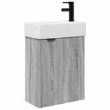 vidaXL Badkamermeubel met kraan Grijs Sonoma 45,5 x 22,5 x 84 cm