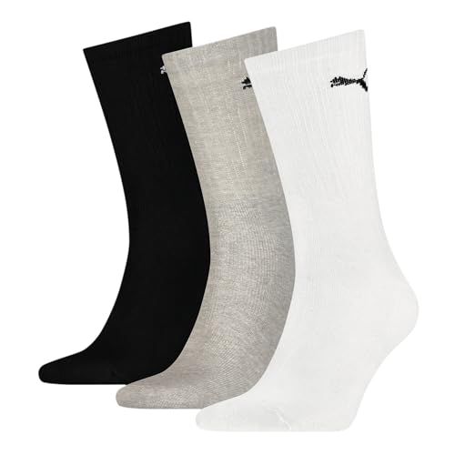 PUMA PUMA Lichtgewicht Uniseks Sportsokken in Crewlengte, set van 3 paar 43/46, White/Grey Black