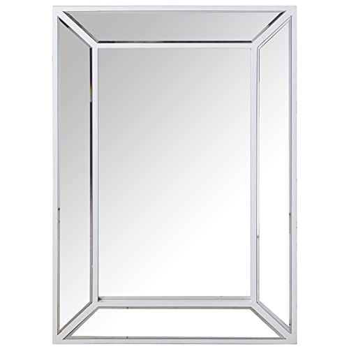 DRW Wandspiegel - Rechthoekig - Hout - Wit - 60 x 3 x 90 cm