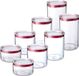 Merkloos Pots de conservation avec couvercle - set de 8 pots de conservation (2x0,5L, 2x1, 2x1,5L, 2x2L), sans BPA, lavable au lave-vaisselle, empilable, transparent, rouge