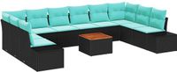 vidaXL Tuinbankenset 11 st Zwart poly rattan