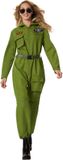 Tectake dressforfun - Dameskostuum Jet Fighter Piloot - Groen - Maat M