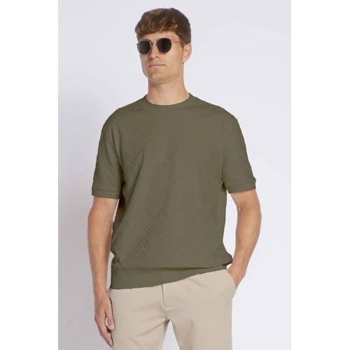Aeden Relaxed T-shirt met ingebreid patroon groen