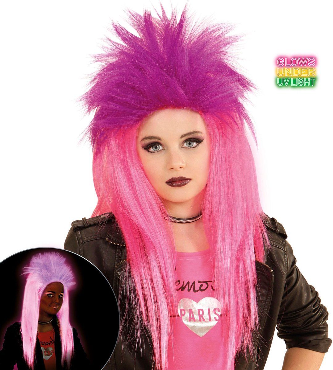Widmann Pruik Kind Punk Roze/Paars | One Size