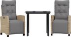 vidaXL 3-delige tuinset met kussens, polyrattan, beige