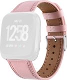 By Qubix Qubix - Leren bandje voor Fitbit Versa 1/2 & Lite - Oudroze