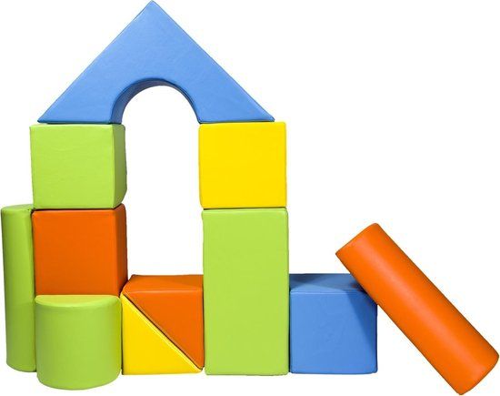 Merkloos XXL Bouwblokken voor Kinderen - 11 Stuks - Foam - Multicolor - Vanaf 6 Maanden
