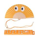 Fisura Houten waaier met oranje ogen, origineel en kleurrijk accessoire, lichtgevende handwaaier met praktische lus, afmetingen: 42,5 x 23 cm