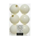 Decoris Boules de Noël - 24x pièce - laine blanc - 8 cm - plastique - mat et brillant mix - décoration de Noël