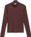 s.Oliver - Vrouwen - T-shirt met opstaande kraag - Viscose - Cognac - Maat 34