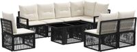 vidaXL Tuinbank Set 9 st Zwart en Crème Wit polyrattan
