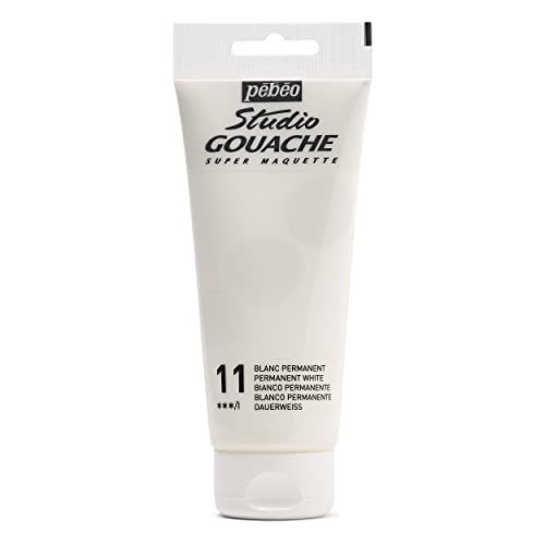 Pébéo - Studio Gouache 100ml - Professionele gouache-verf, dekkende en gepigmenteerde gouache verf - Duurzaam wit - 100ml