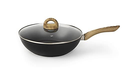 Excelsa Sakura Wok met Deksel - Gesmeed Aluminium - 28 cm