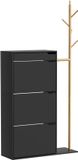 Vicco Ivo Schoenenkast – 90 x 181.5 cm met 3 vakken, 1 lade Zwart