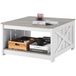 VEVOR 80 cm boerderij salontafel, vierkante salontafel met open opbergvak, houten rustieke cocktailtafel voor woonkamer, slaapkamer, appartement, studio, grijs en wit