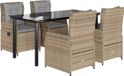 vidaXL Ensemble de jardin 5 pièces avec coussins, polyrotin, beige