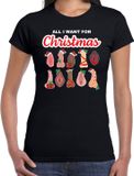 Bellatio Decorations Foute Kersttrui/T-shirt Dames - All I Want For Christmas - Zwart - XXL