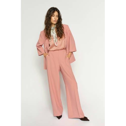 Mos Mosh Wide leg high waist pantalon roze