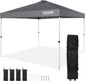 Vevor Paviljoen 304,8x304,8x320cm Tuintent 250D PU Zilver Gecoate Stof Opvouwbaar Paviljoen Incl. Opbergtas Partytent 6-8 Personen Pop-Up Tent Opvouwbare Tent Tuinpaviljoen voor Kampeertrip