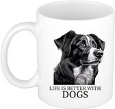 Bellatio Decorations Cadeau mok honden liefhebbers - Border Collie - wit - pentekening - keramiek - 300 ml