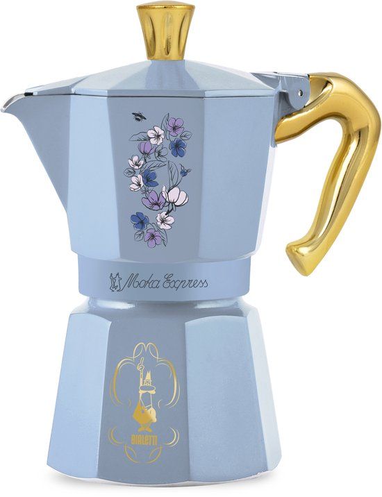 Bialetti Moka Express Bridgerton Limited Edition Koffiezetter 6 Kopjes Blauw Aluminium