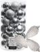 Kaemingk B.V. Boules de Noël et ornements de pomme de pin - 43x pièces - plastique - argent