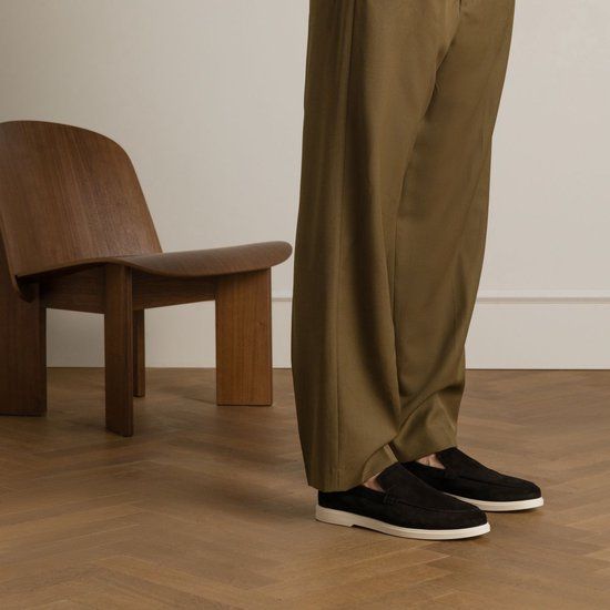 Manfield - Heren - Zwarte suède loafers - Maat 47