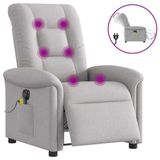 VidaXL Massagestoel Elektrisch Verstelbaar Stof Wolk Grijs