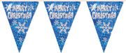 Henbrandt Kerst Vlaggenlijn Merry Christmas Blauw 360 cm