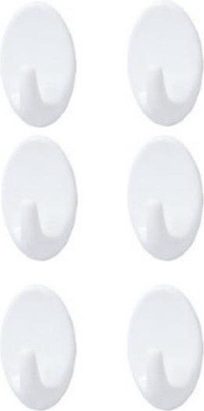 Handdoek haakjes - Zelfklevend - Wit - 6 stuks