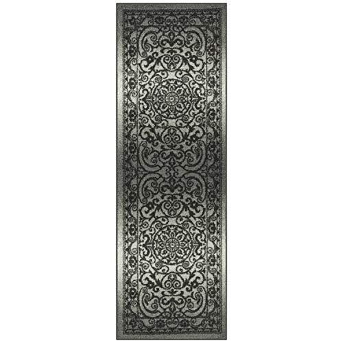 Maples Rugs Pelham Vintage Runner tapijt antislip wasbaar hal instaptapijt [Made in USA], 2 x 6, grijs tonaal