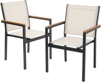 ML-Design Set van 2 tuinstoelen met armleuningen, beige, van textilene, balkonstoel met aluminium frame