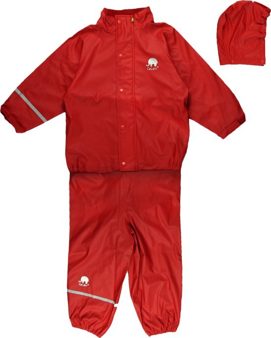 CELAVI Regenpak kinderen - Rood - maat 140 (140-146cm