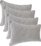 Atmosphera Bank/sierkussens huiskamer Sophia - 4x stuks - 30 x 50 cm - Zilvergrijs - polyester - met rits
