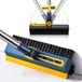 Brosse de sol 3-en-1 – long manche – racloir de fond de douche pivotant à 180° – brosse d'angle en V – poils robustes – brosses pour joints – nettoyage des plinthes – sols carrelés – raclette de salle de bain avec manche