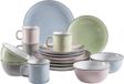 Maila Servies set voor 4 personen, moderne vintage-look, 16-delig, steengoed, retro design.