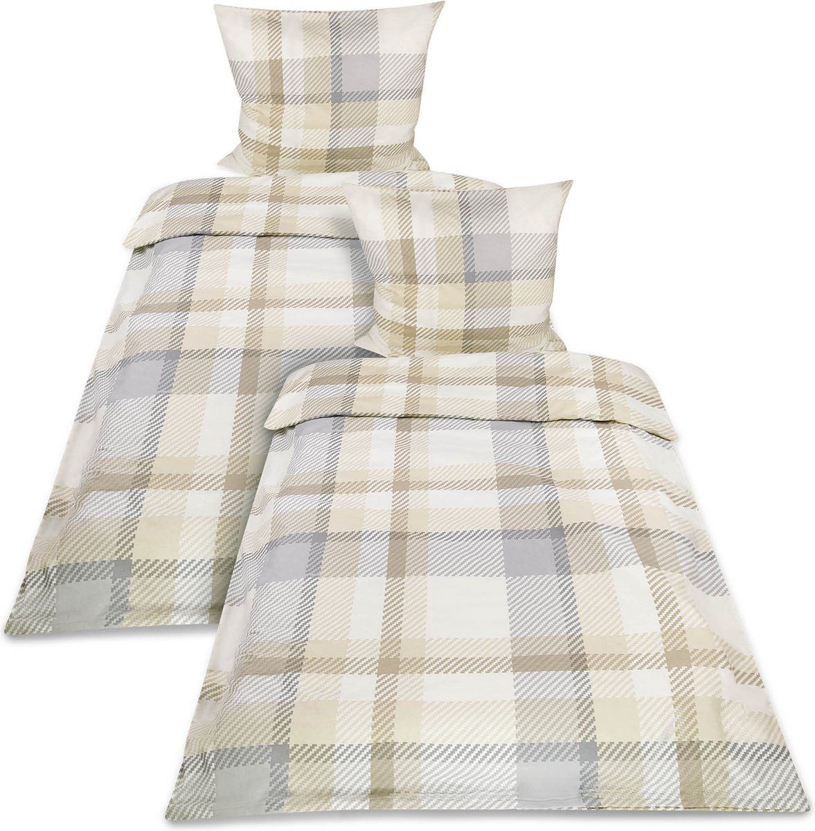 Beautissu Mira - Flanel Dekbedovertrek Tweepersoons - 2x 135x200 cm & 2x 80x80 cm - Creme