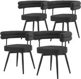ML-Design Set van 4 eetkamerstoelen, donkergrijs teddy stof, 360° draaibaar, met armleuningen en rugleuning