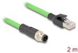Delock câble M12 codé D 4 broches mâle vers RJ45 mâle PUR (TPU) 2 m