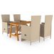 vidaXL Ensemble de jardin 5 pièces, beige