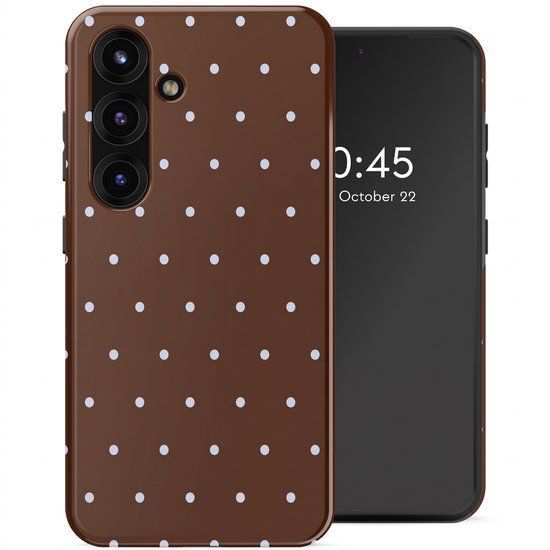 Selencia Hoesje - Geschikt voor Samsung Galaxy S25 - Backcover - Happy Dots Chocolate